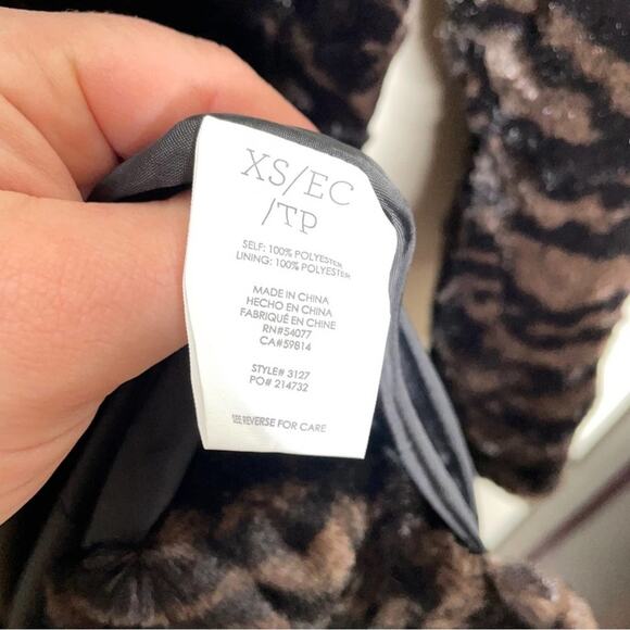 CABI Minka Coat Faux Fur Brown Black {F52} - Picture 6 of 6